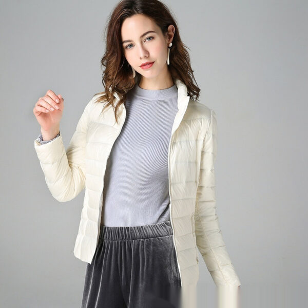 Short Light And Thick Thermal Slim Fit White Fashionable Jacket - Image 4