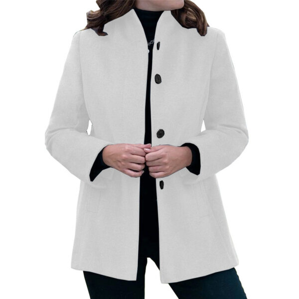 Autumn And Winter Simplicity Long Sleeve Lapel Button Slim-fit Woolen Coat - Image 8