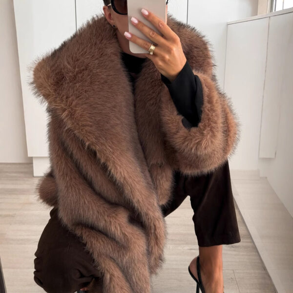 Solid Color Plush Coat Fur Women's Clothing - Image 2