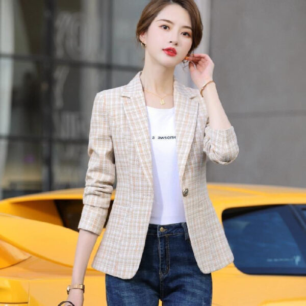 Korean Style British Casual Plaid Short Suit - Image 6