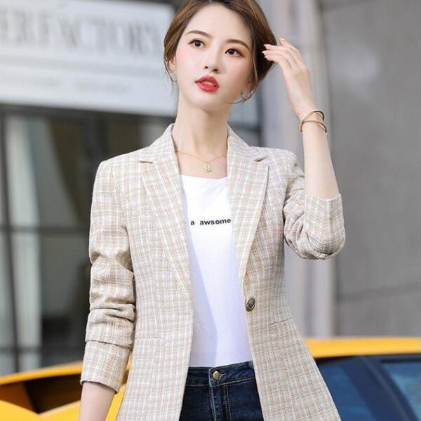 Korean Style British Casual Plaid Short Suit - Image 4